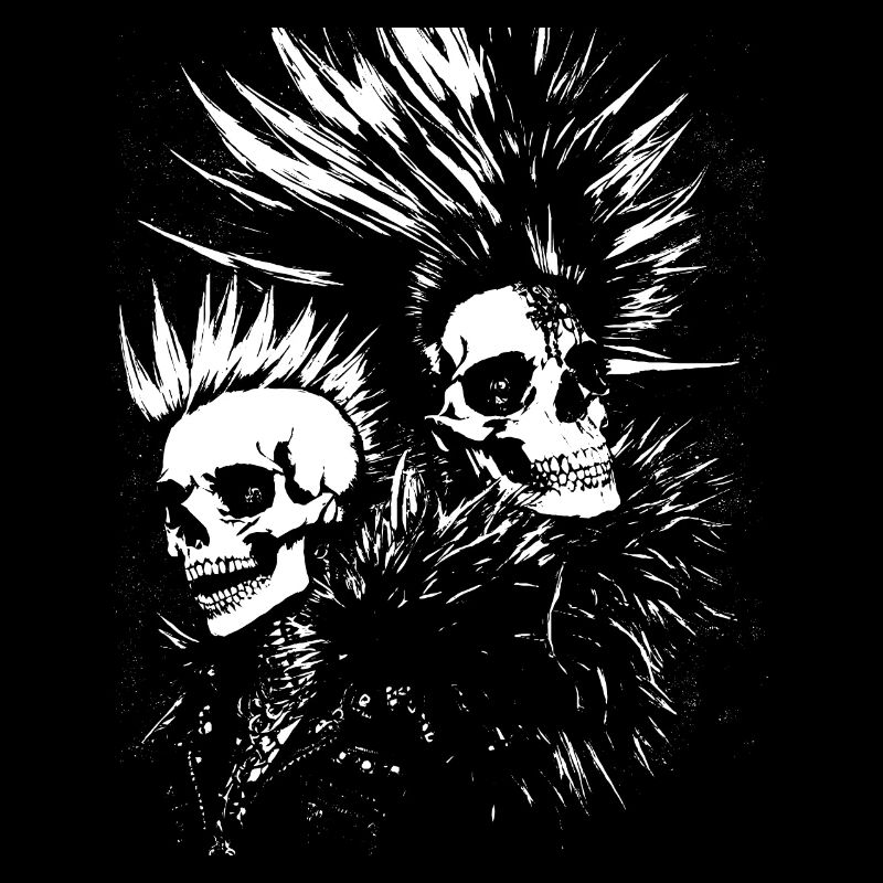 Punkrock Fan Skull avec Mohawk Crazy Antisocial P