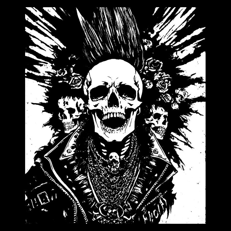 Punkrock Fan Skull avec Mohawk Crazy Antisocial P