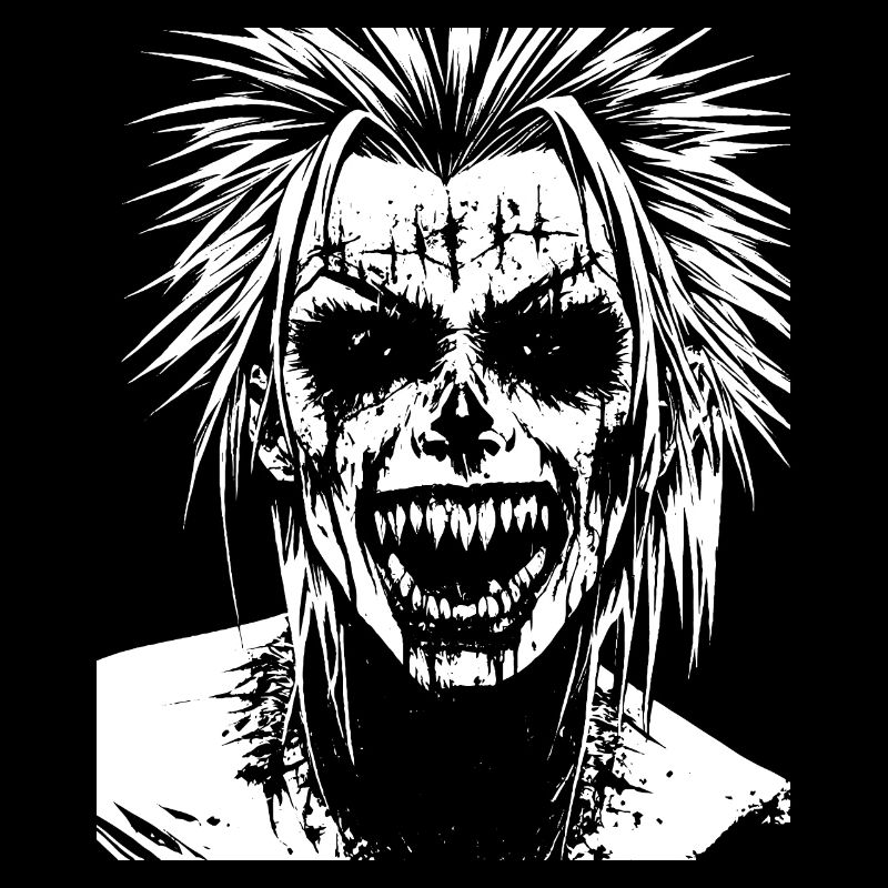Crâne de fan de punkrock avec Mohawk Crazy Antisocial P