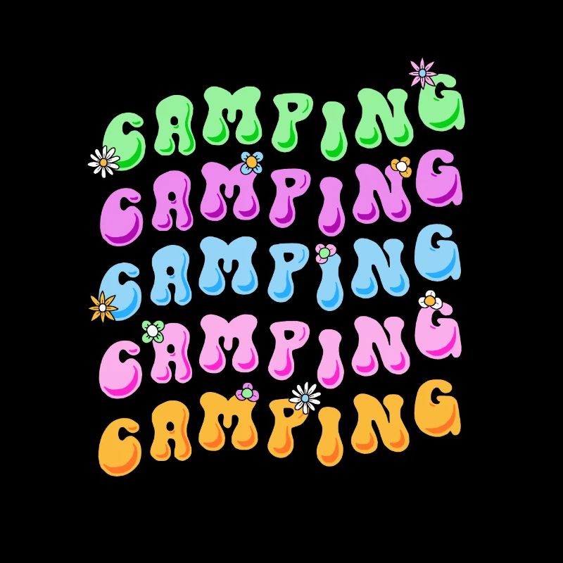 Camping Retro Style 70s Hippie Flower Power