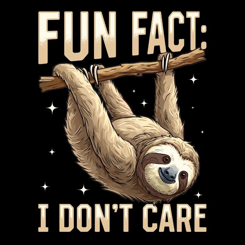 Funny Lazy Sloth Fun fact i don't care