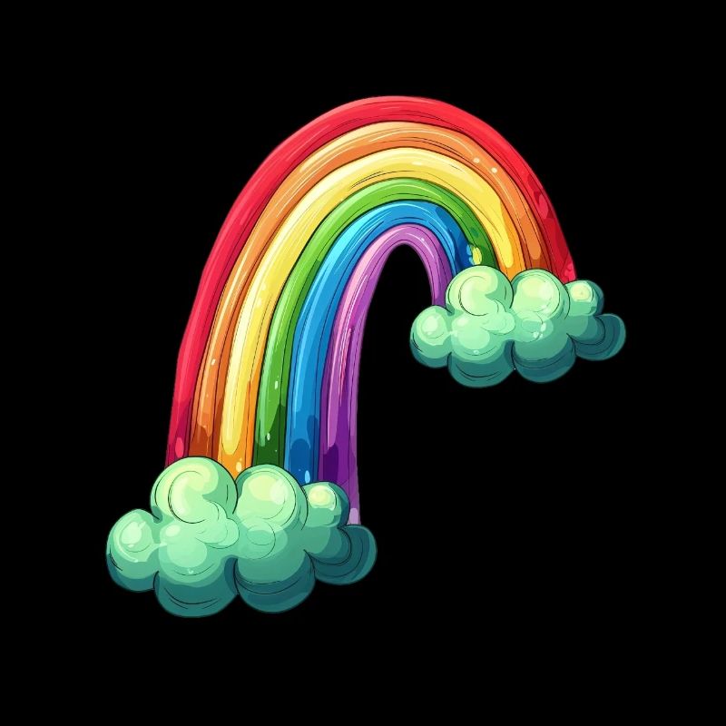 Colorful Rainbow With Clouds Drawing