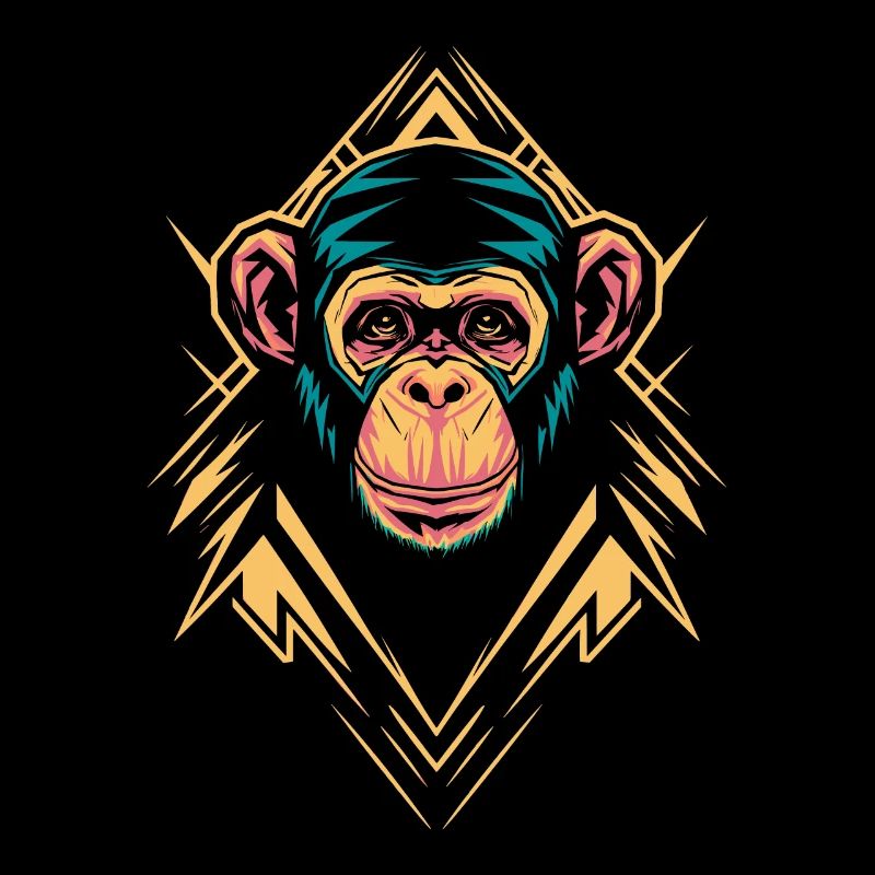 Monkey Head with Geometric Shapes