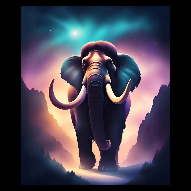 Cooles Mammut mit lila Hintergrund