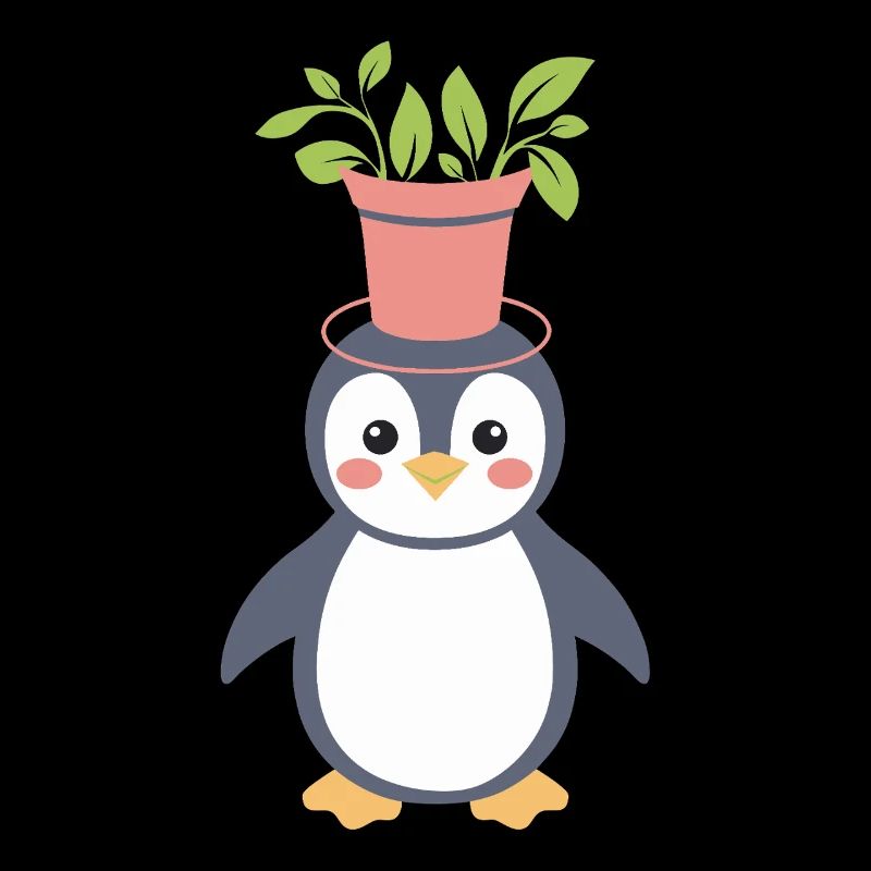 Plante amant pingouin avec pot de fleurs sur le