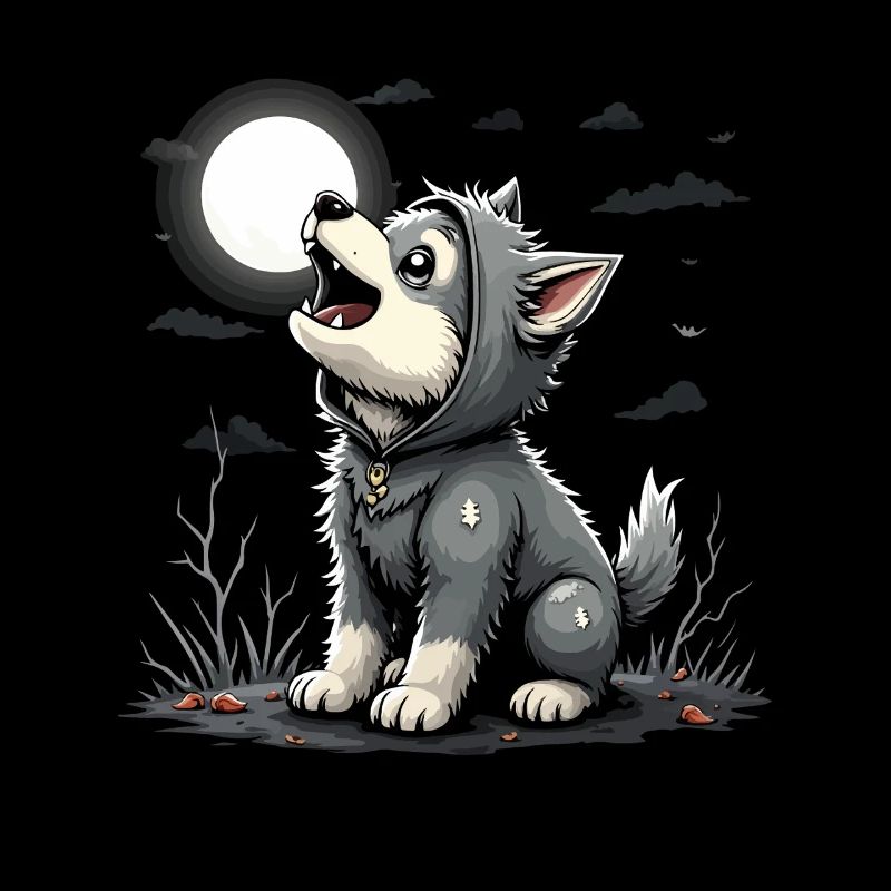 Heulender Werwolf Welpe Halloween Awoo ooooo!