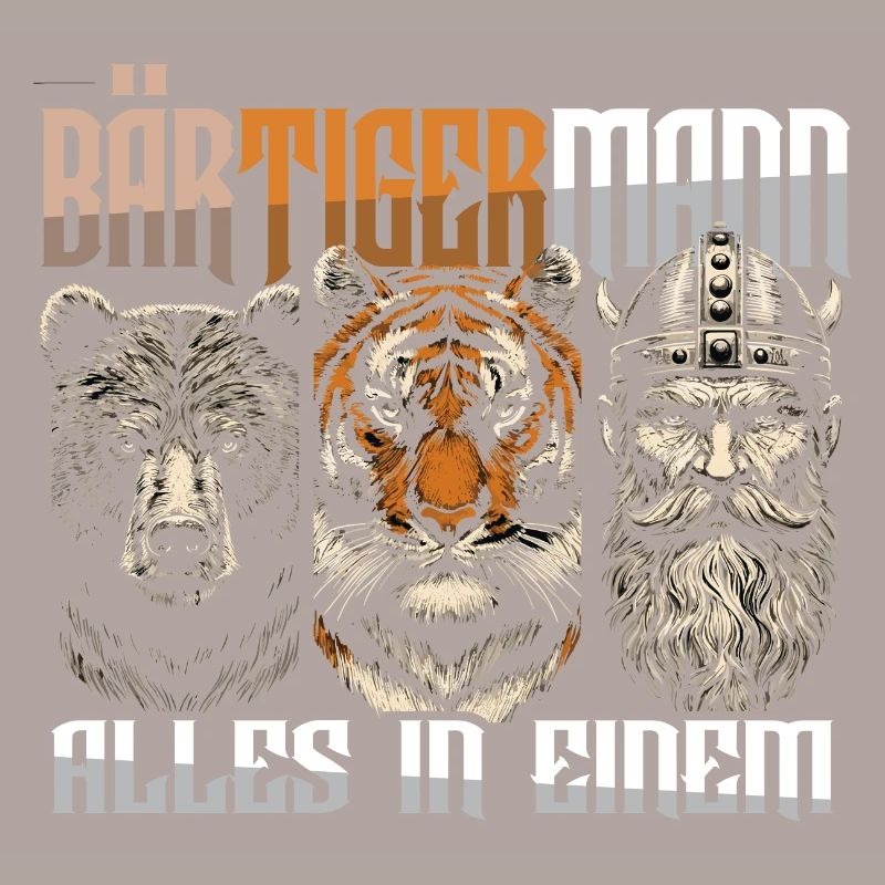 Bärtigermann Bär Tiger Mann Geschenk Bart Sprüche