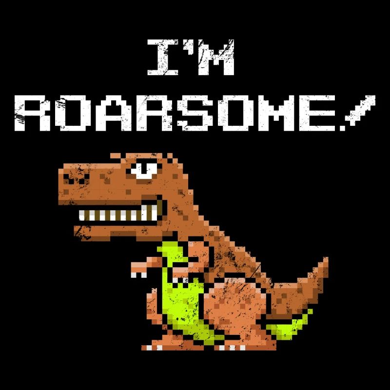 Dinosaure pixélisé jeu de mots I’m Roarsome Retro Funny T-