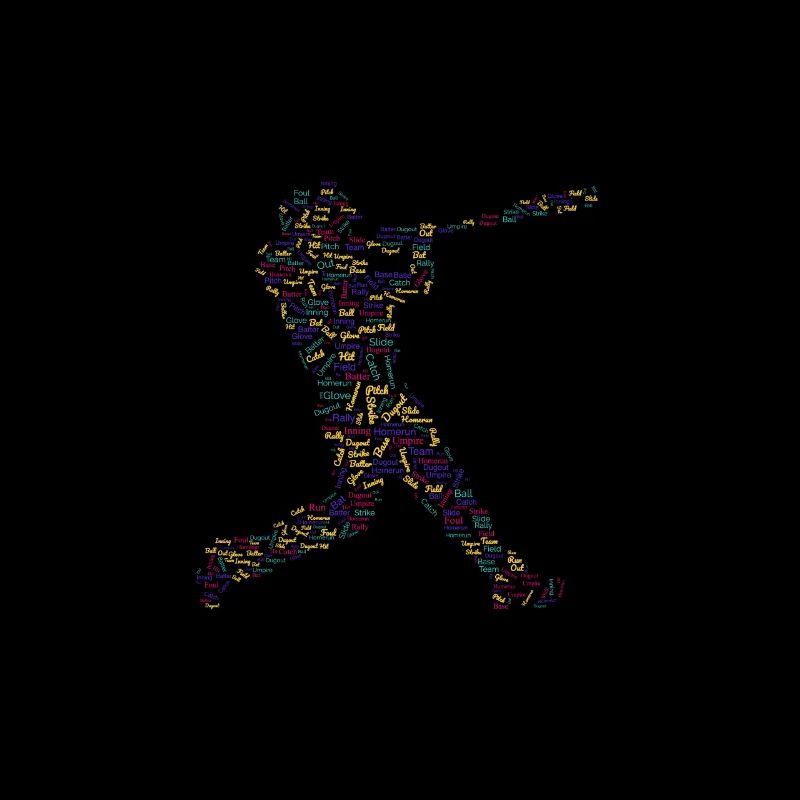 Tee graphique de baseball avec conception de motifs de mots.