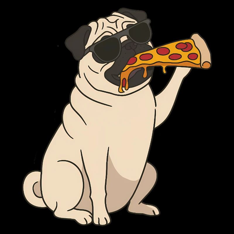 Carlin mangeant de la pizza drôle