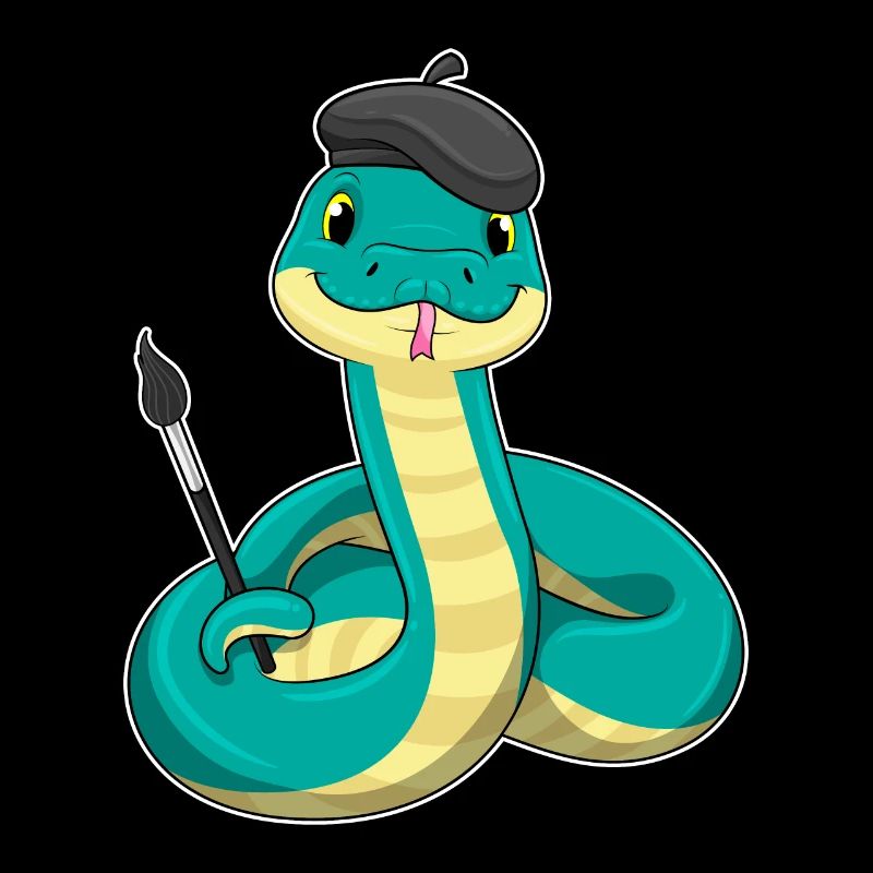 Snake as a painter with a brush
