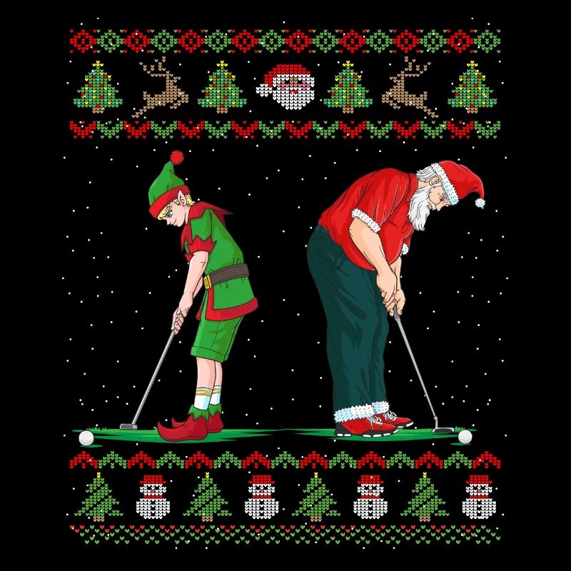 Golf Ugly Christmas Golfer Elf Weihnachtsmann