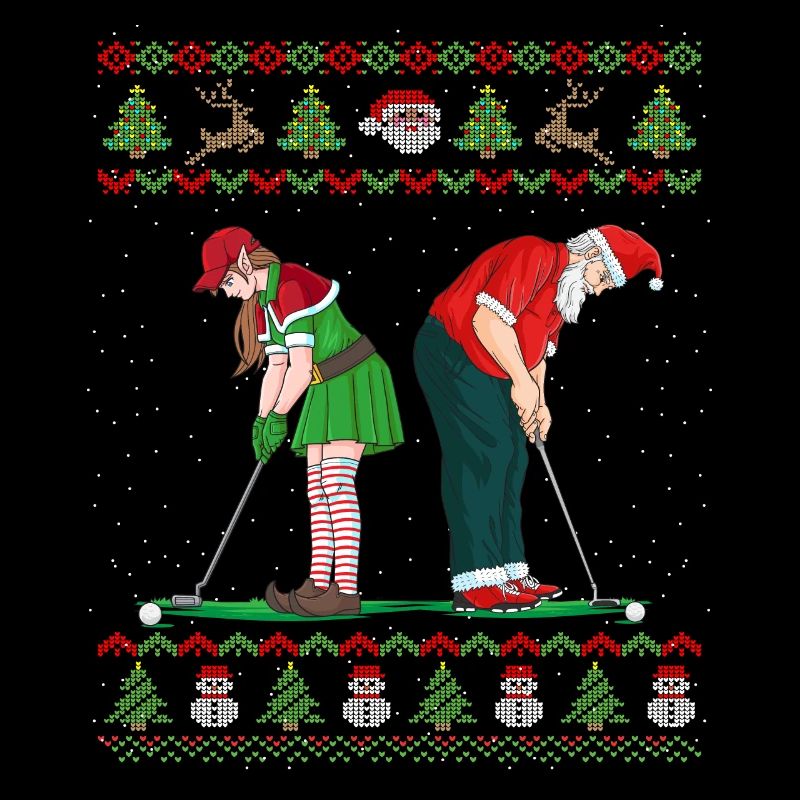 Golf Ugly Christmas Golfer Elf Weihnachtsmann