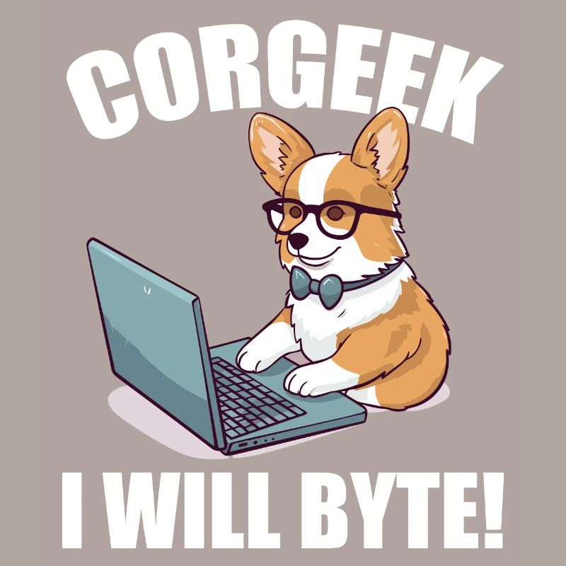 Corgi with glasses I Will Byte computer geek Corgeek