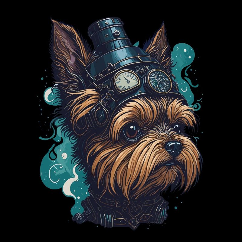 Steampunk Yorkshire Terrier vintage retro chien