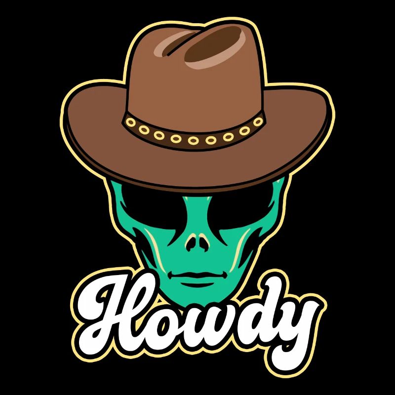 Howdy Alien Cowboy Space UFO Drôle Western Rodéo