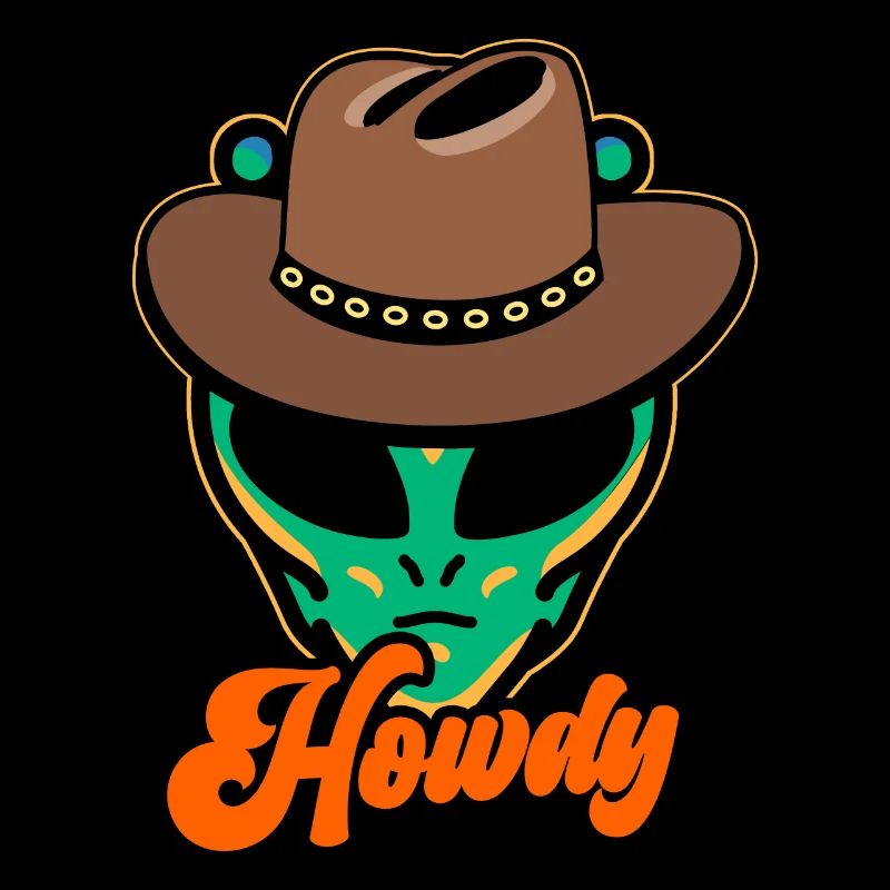 Howdy Alien Cowboy Space UFO Drôle Western Rodéo