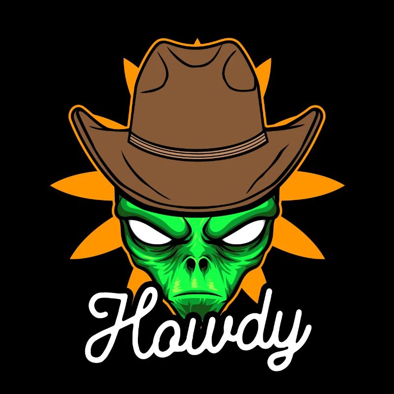 Howdy Alien Cowboy Space UFO Drôle Western Rodéo