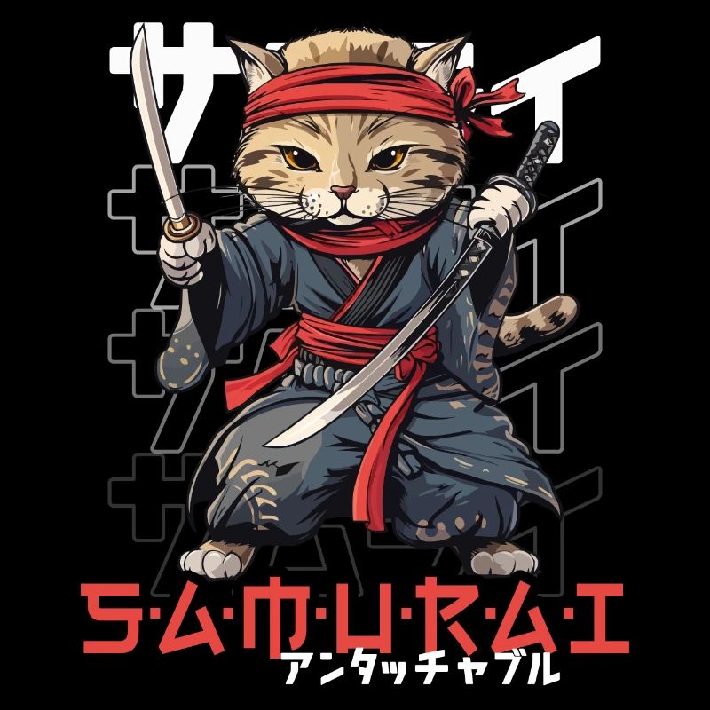 Samurai Cat Kawaii Japanische Ninja Katze