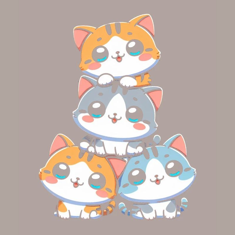 Stack of Kitty Cats Stack Kawaii Meowtain Anime