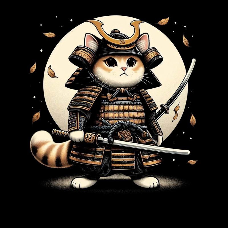 Japonais Samouraï Cat Warrior Retro Ninja