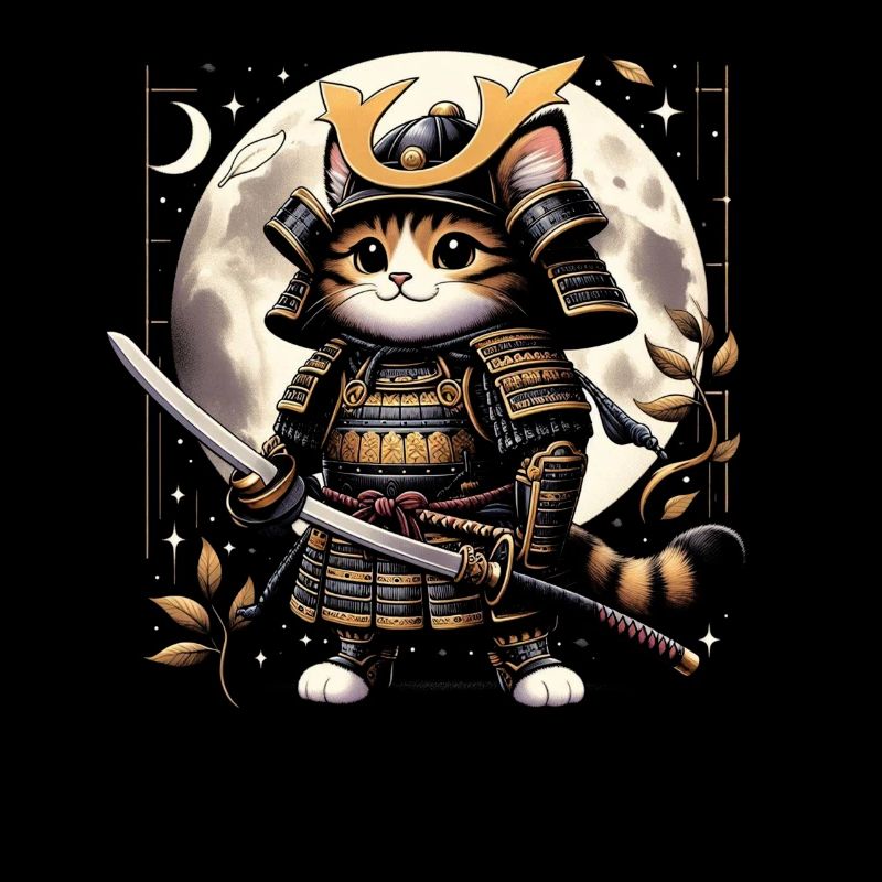 Japonais Samouraï Cat Warrior Retro Ninja