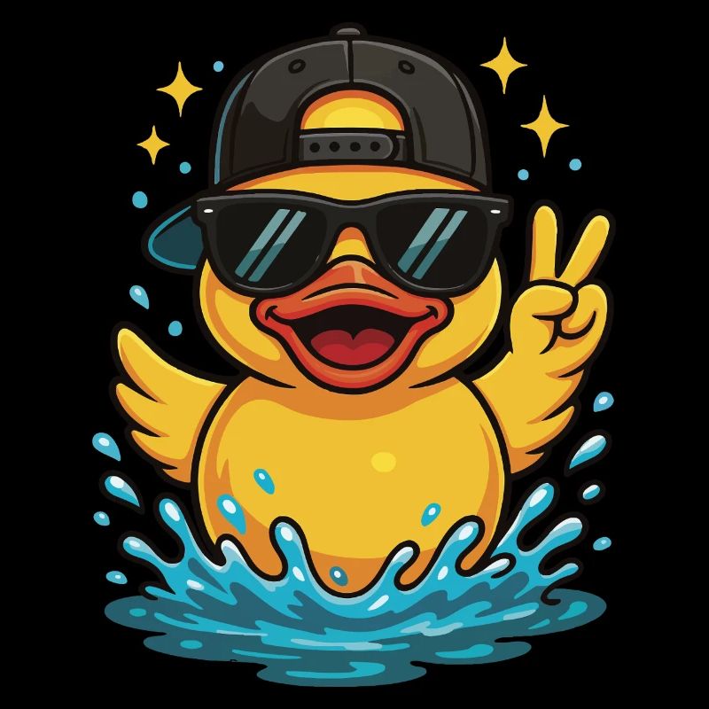 Coole Gummiente Sonnenbrille Peace Zeichen Wasser