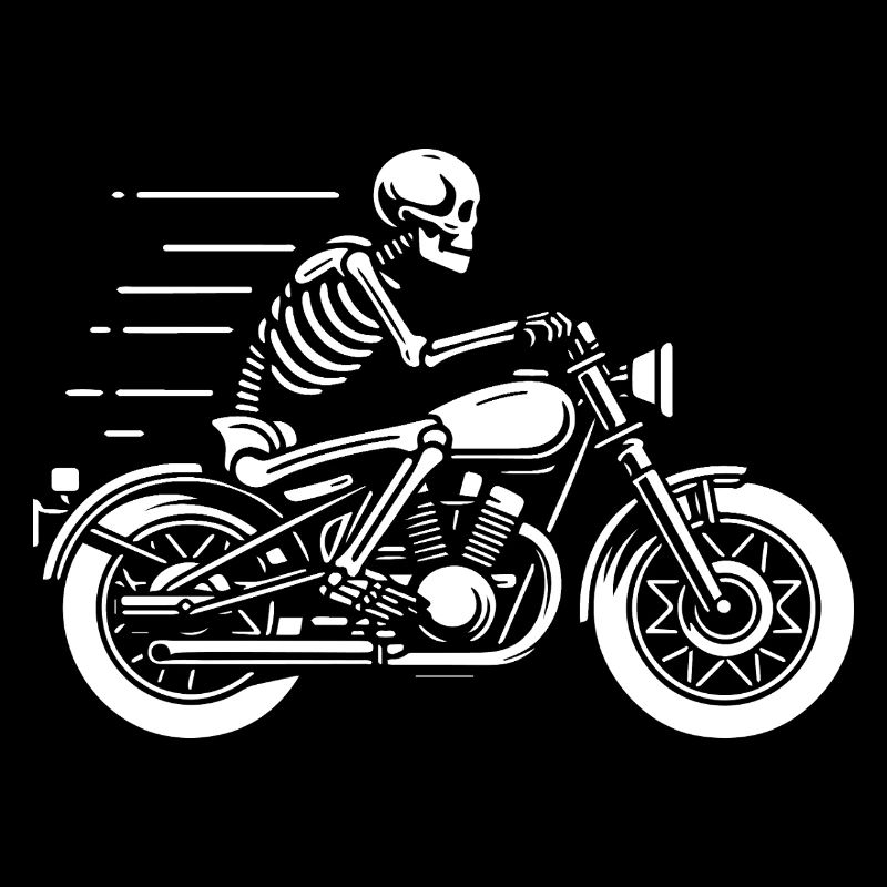 skeleton riding on the motorcycle