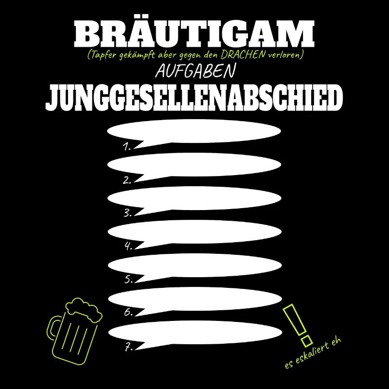 Bräutigam Polterer Junggesellenabschied Aufgaben