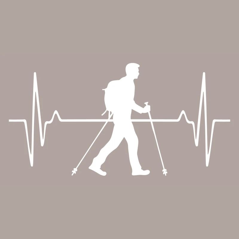 Nordic Walking Man Pulse Frequency