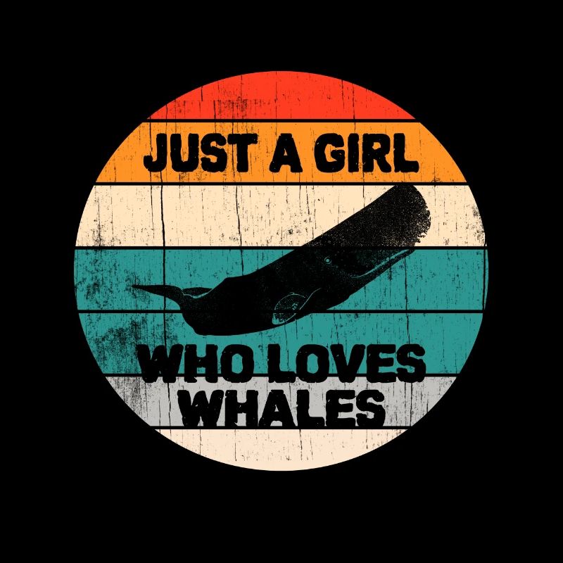 gerade ein Mädchen, das Wale liebt Retro Vintager Entwurf