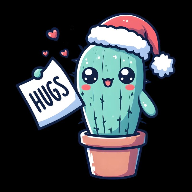 funny cactus for christmas wants to cuddle
