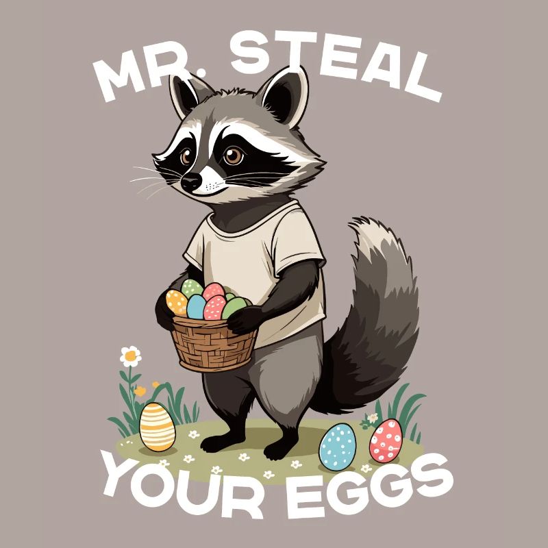 Eggs Thief Raccoon Easter Bunny Funny Design