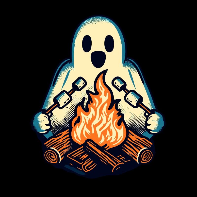 Ghost at Campfire Camping Site Halloween Spaß