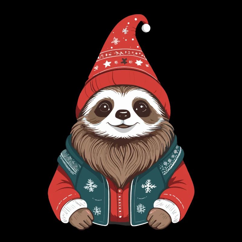 Cozy cute Christmas sloth