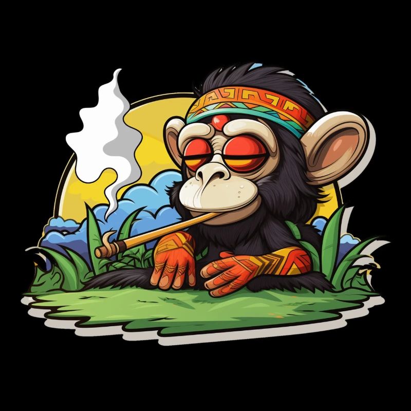 Smoking monkey enjoying getting high