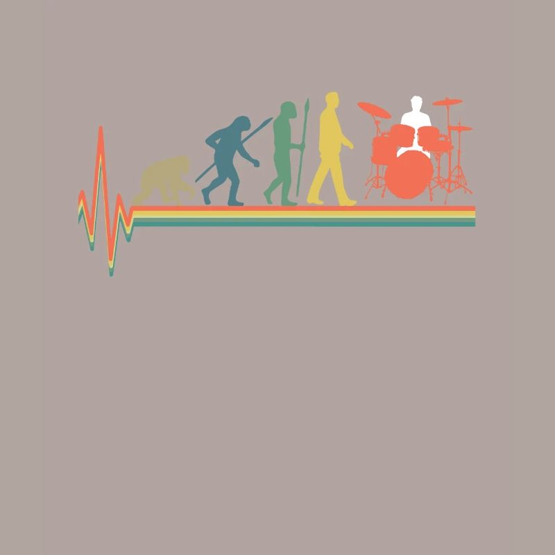 Evolution Drummer Drums Retro Colorful