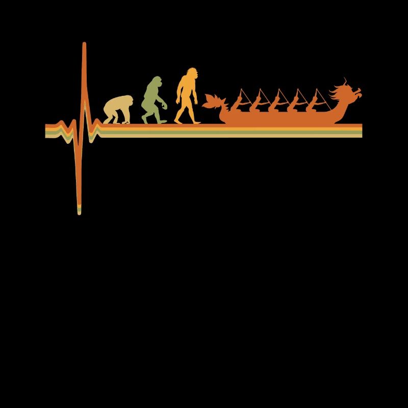 Drachenboot EKG Herzschlag Evolution Retro Vintage