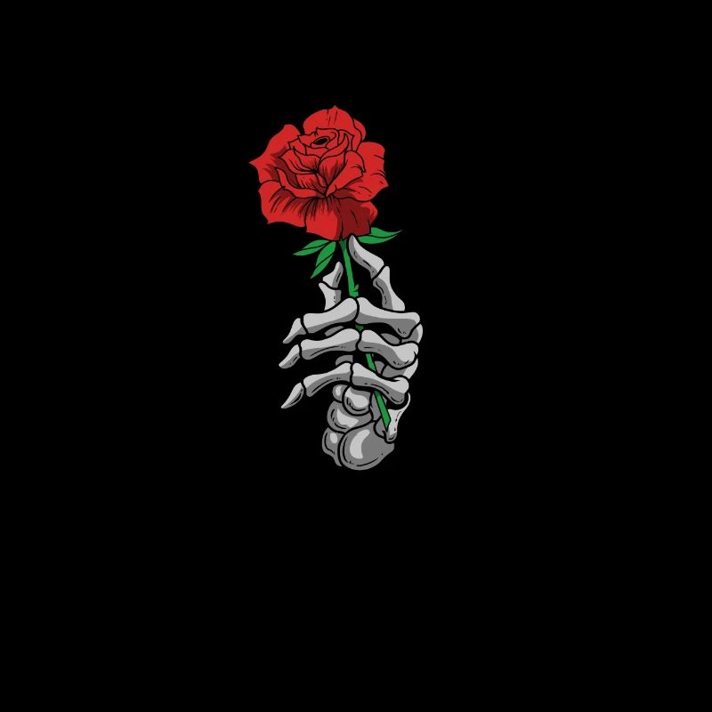 Skeleton hand red roses tattoo style bone hand