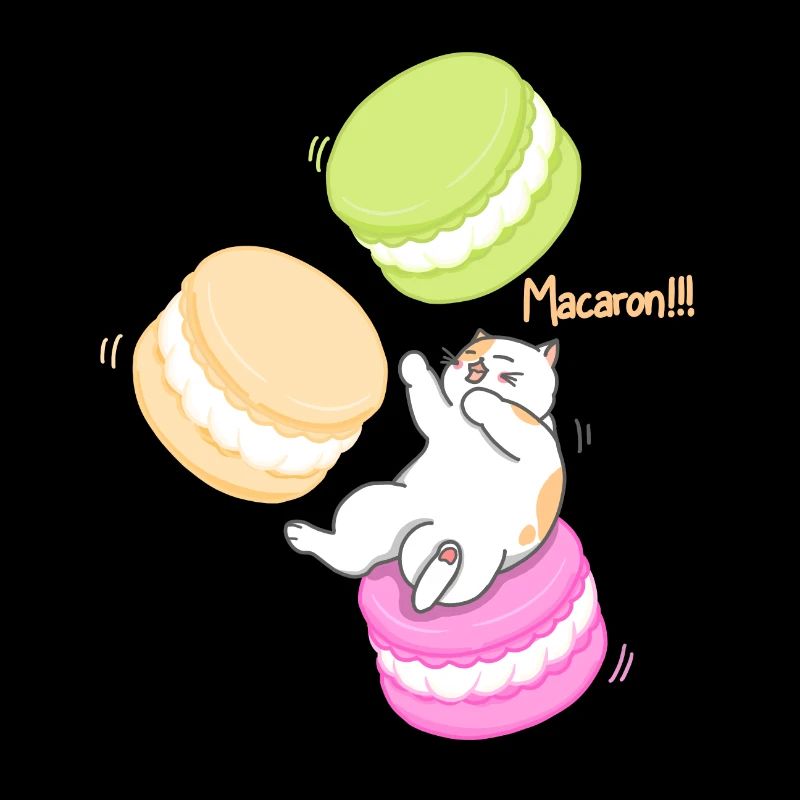 Katze und Macaron