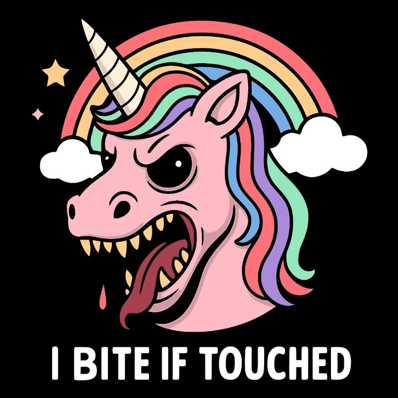 Licorne maléfique avec dicton
