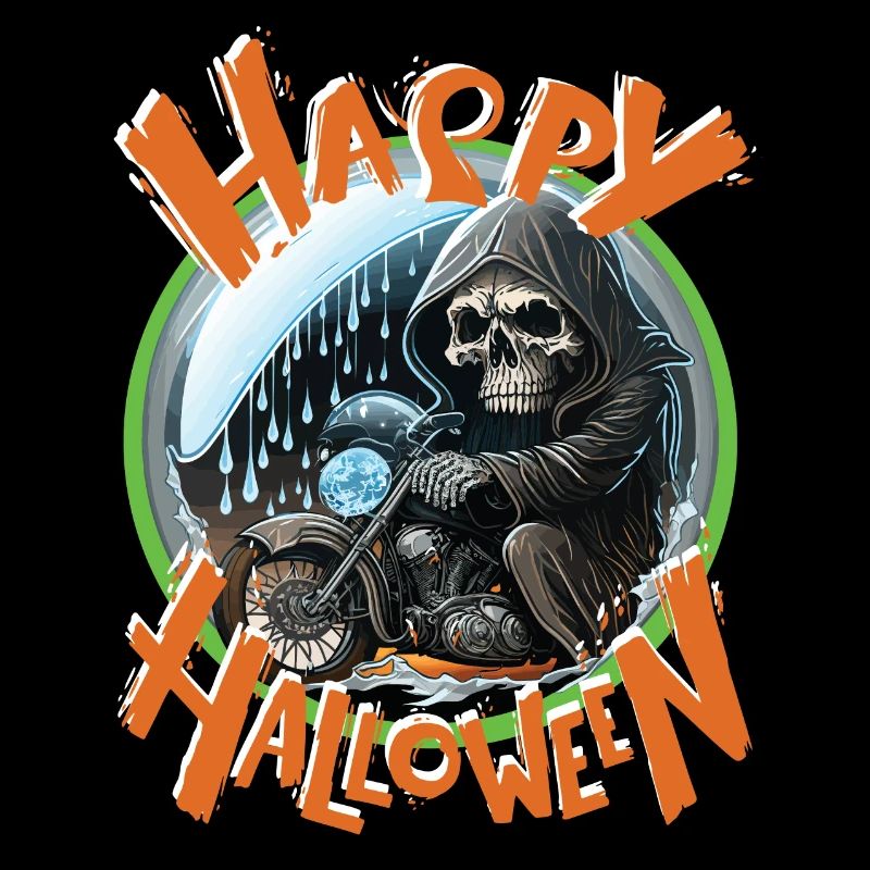 Happy Halloween Biker - Zombie - Grim Reaper