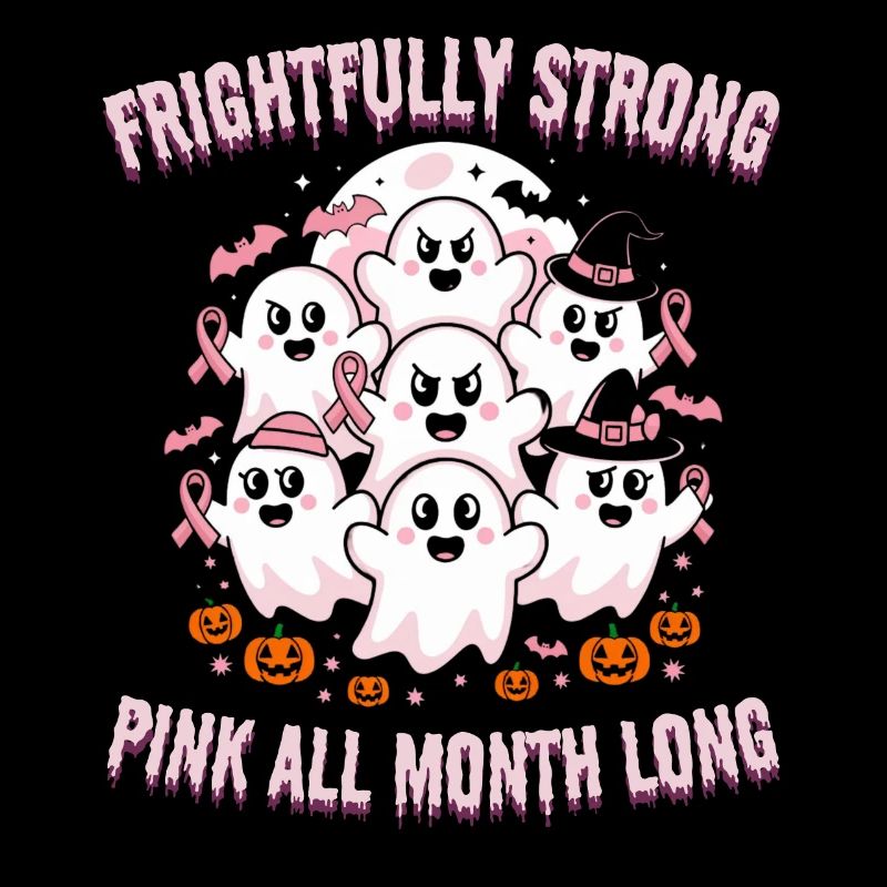 Mois de la sensibilisation au cancer du sein Halloween Mignon fantôme