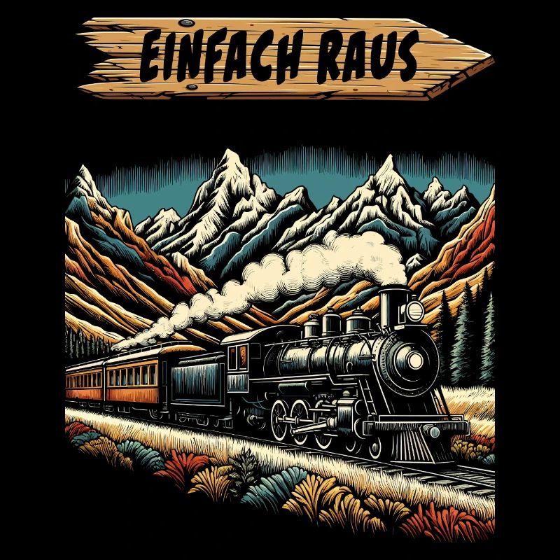 Vintage Zug Abenteuer Einfach Raus Berglandschaft