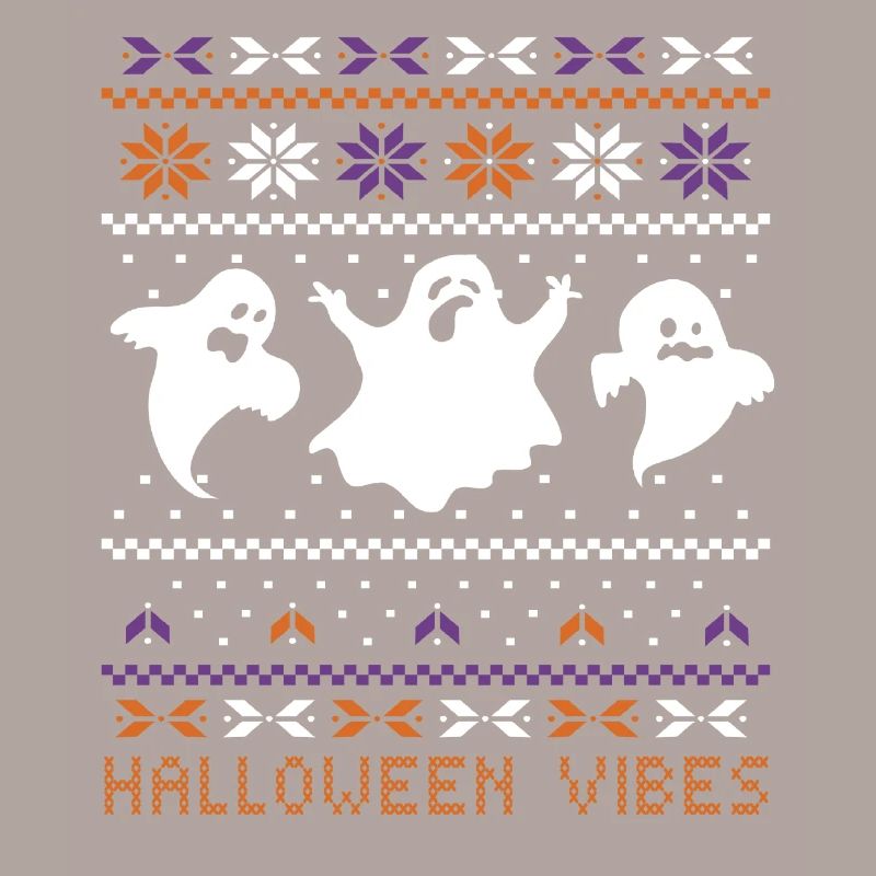Stitch Pattern Ghost Creatures Vibes Halloween