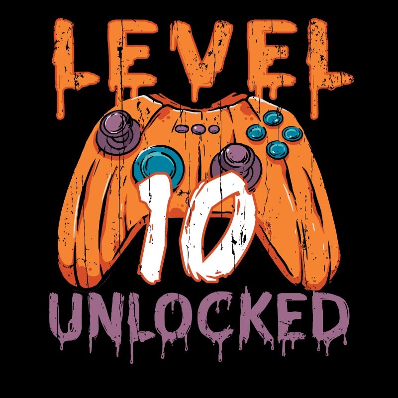 Halloween Pattern Pumpkin Game Gamer Birth Age 10