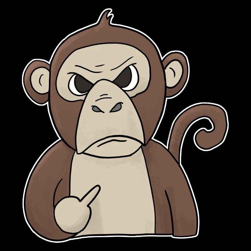 Mürrischer Affe hält Mittelfinger