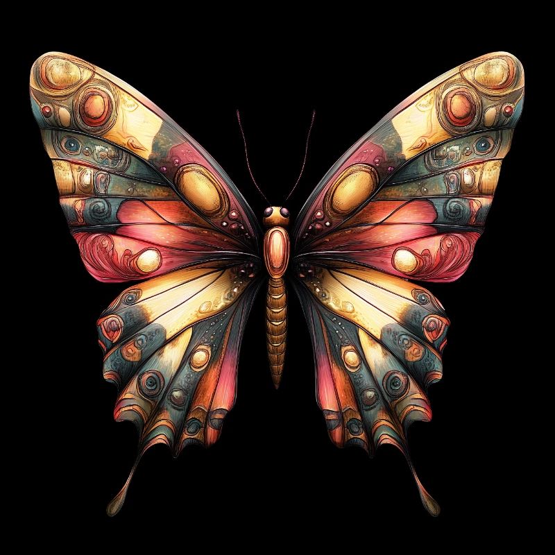 Schöner bunter Schmetterling, 7 Jahre altes Mädchen Geburtstag