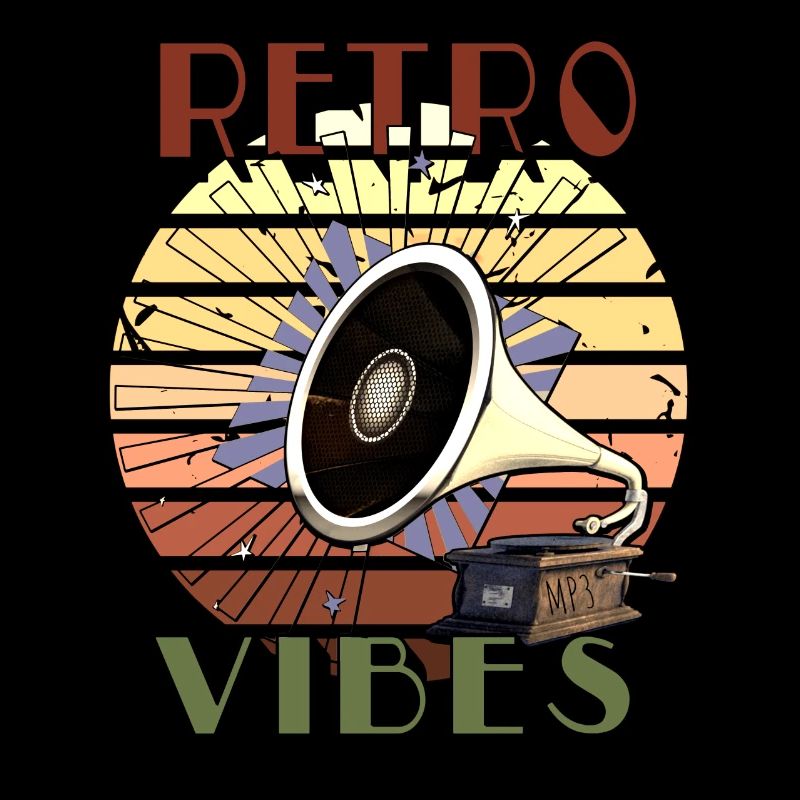 Retro vibes with a gramophone on sunset