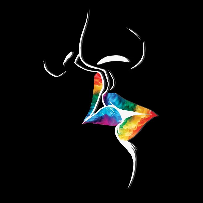 LGBTQ Parade Regenbogenfahne Kuss